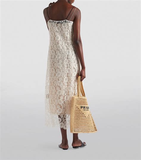 prada lace kimona dress|Natural Embroidered Lace Midi.